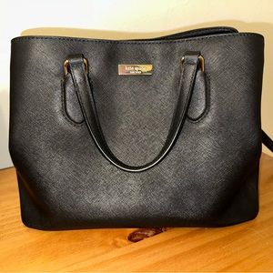 Kate Spade Laurel Way Evangelie Saffiano Black Leather Shoulder Bag Satchel.EUC
